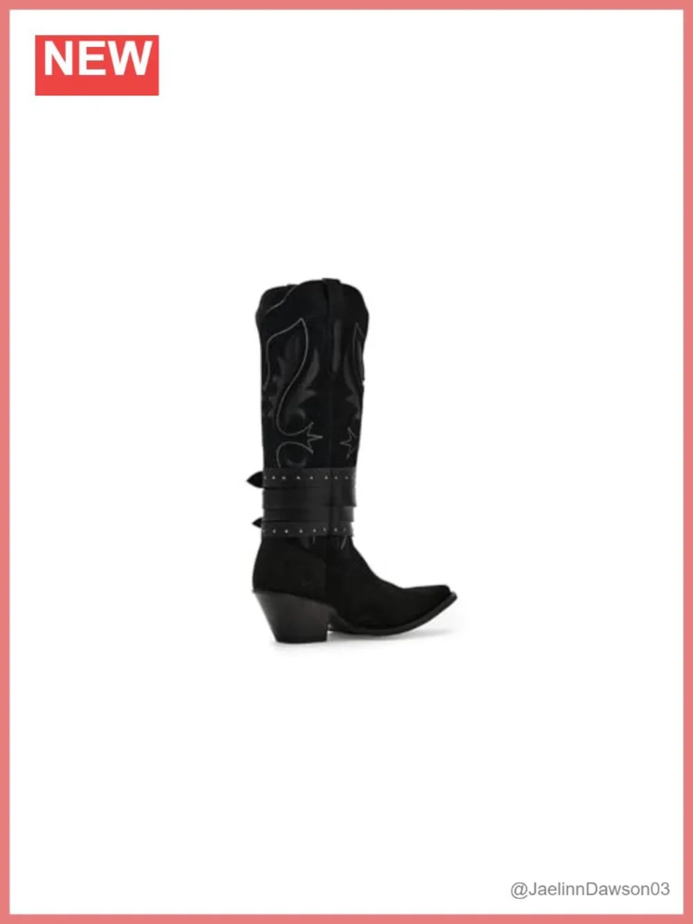 Suede Over the Knee Western Boots Snip Toe Block Heel Pull On